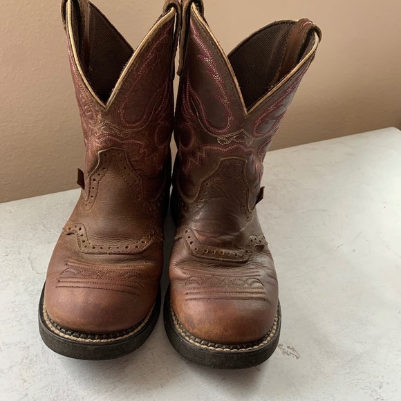 Justin Gypsy Gemma Women's 7.5 Cowgirl Boots Aged Bark Purple Accents - Picture 4 of 6